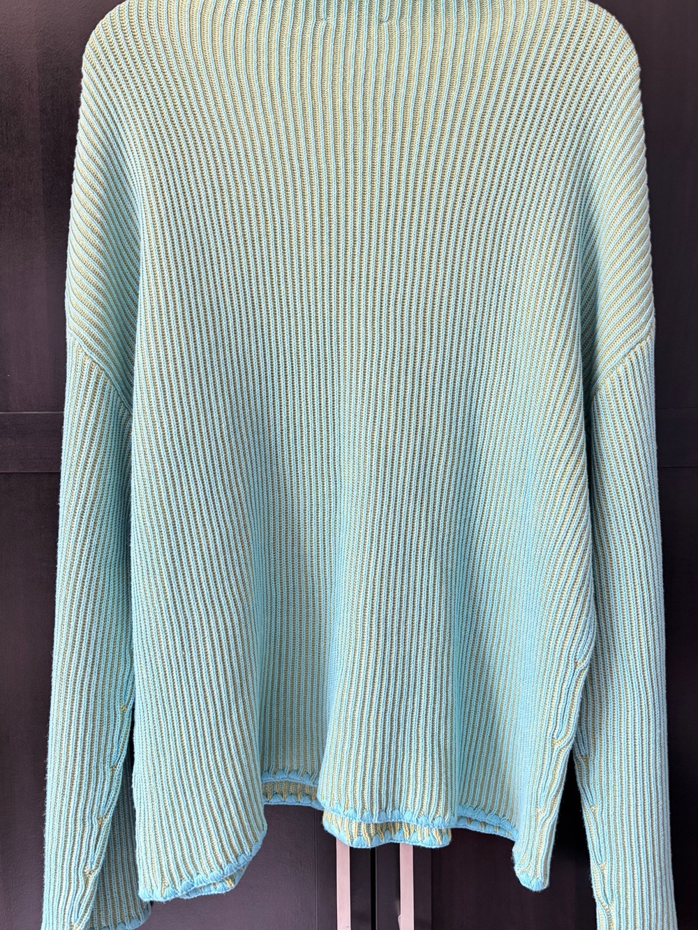 TRIBAL Ribbed Turtleneck Sweater in Aqua and Lime - Size XL - Picture 3 of 12